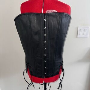 Black Leather Corset by Meschantes Custom Leather Corset 33” waist 33-38 inches